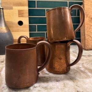 Four Solid Copper Moscow Mule Mugs